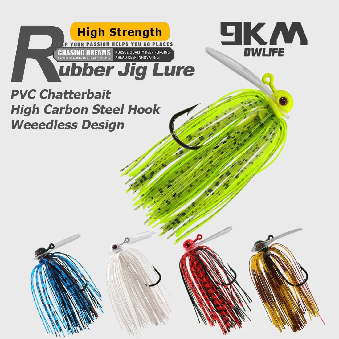 Weedless Chatterbait-jigit silikonihameella